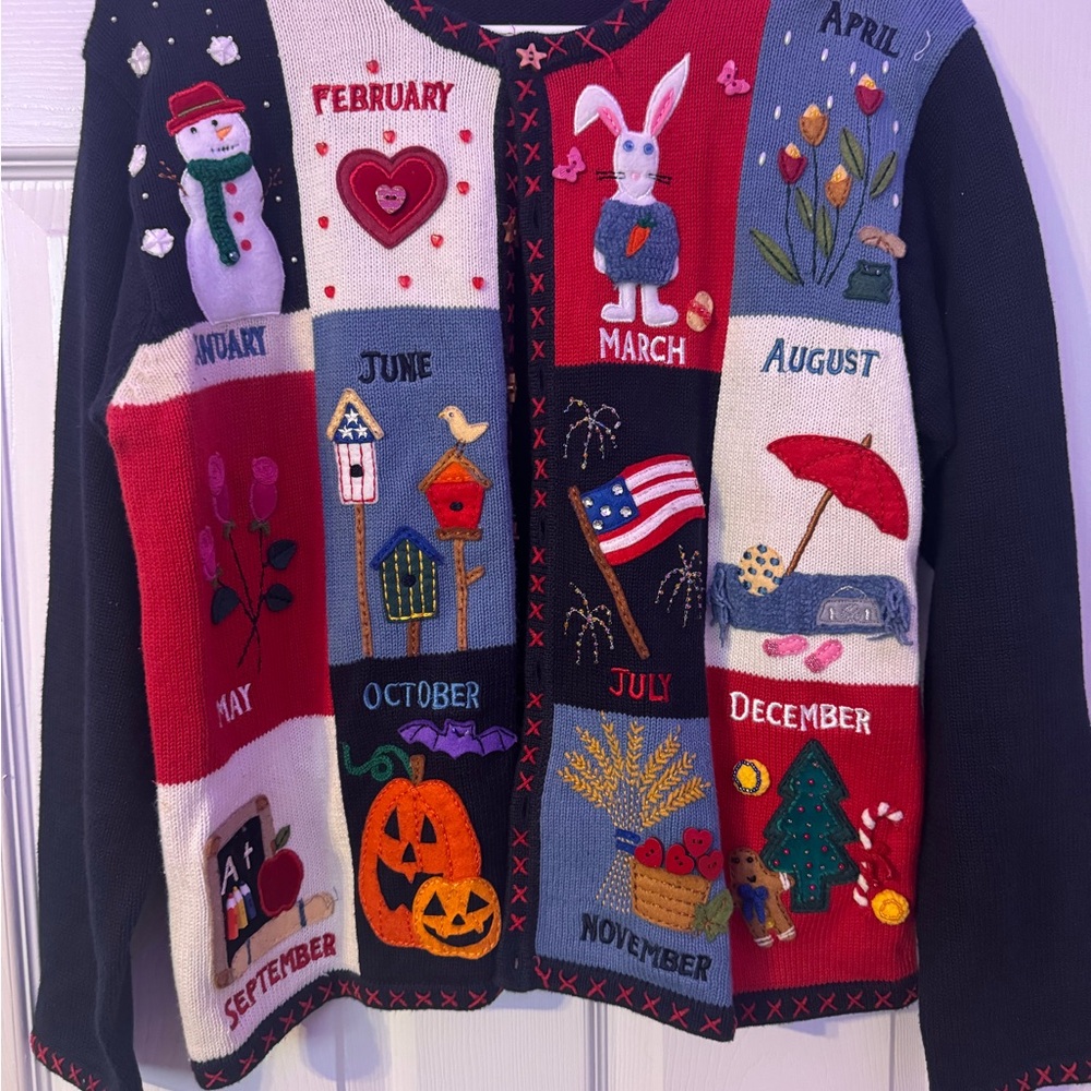 Marisa Christina Red and Black Sweater